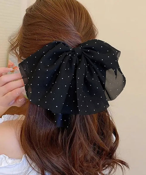 ビッグリボン バレッタ ヘアクリップ上品 おしゃれ ヘアアクセサリー レディース キラキラ まとめ髪 大人かわいい ヘアアレンジ 大きめ 髪飾り リボンクリップ 88CXH-111
